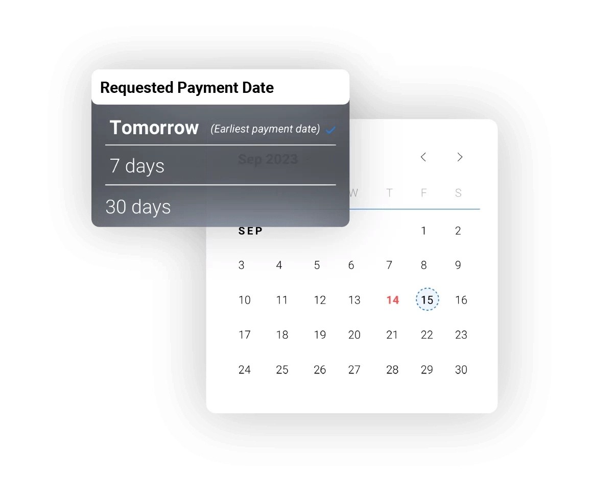 Requested payment date for construction company financing