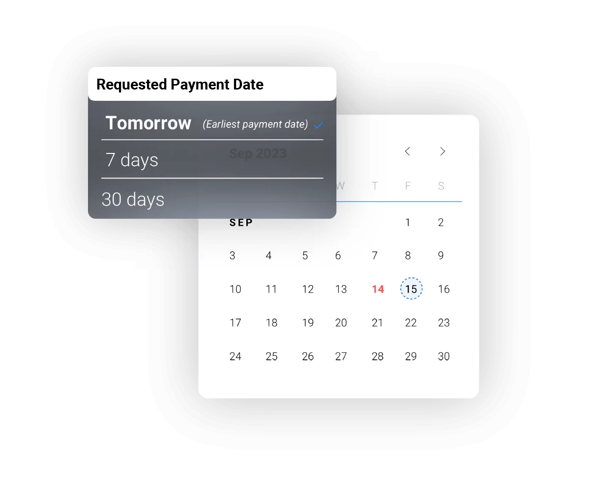 Requested payment date for construction company financing