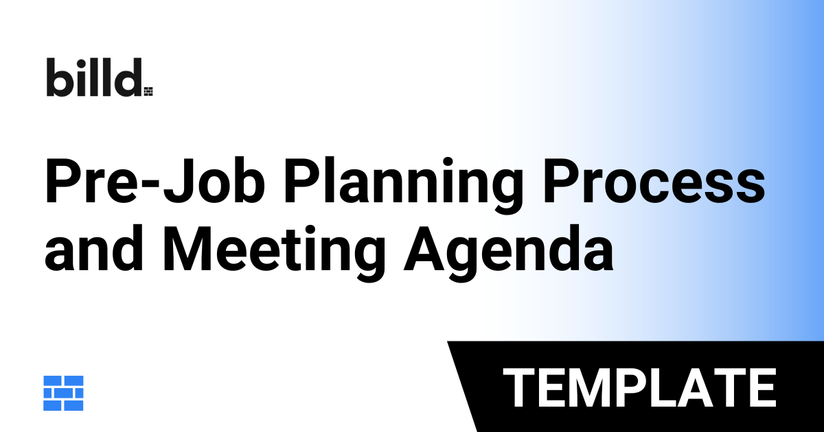 Construction PreJob Planning Process and Meeting Agenda